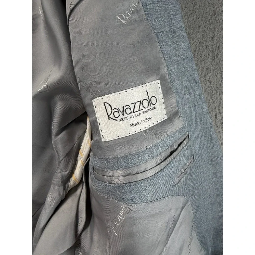 Ravazzolo Blazer Mens 46R Gray Sports Coat Wool Windowpane Two Button Italy‎